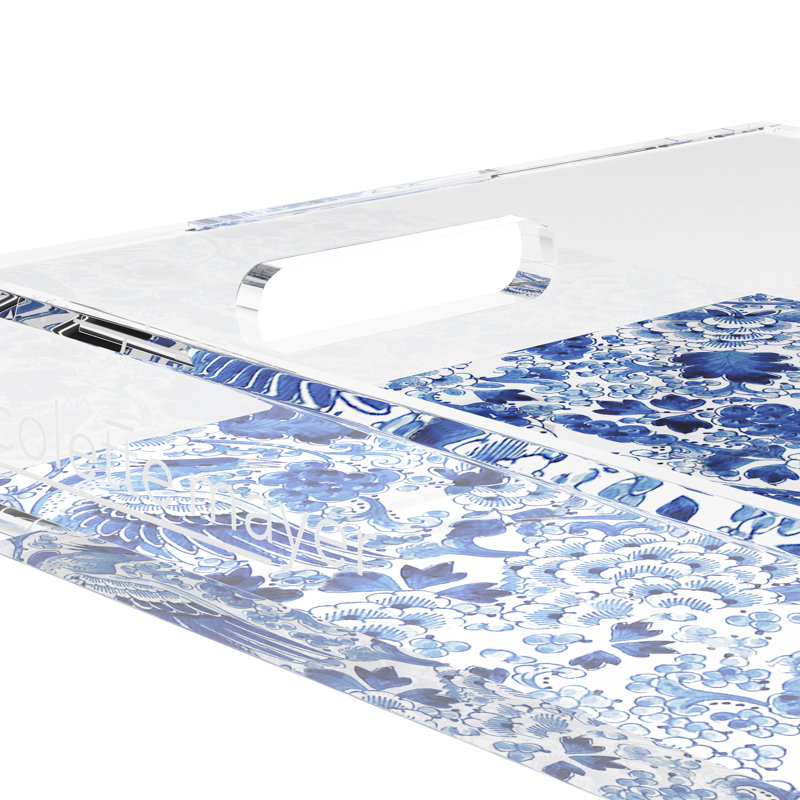 Royal Delft Inspiration Acrylic Rectangle Decorative Tray, 17"W x 10.5"D x 2"H