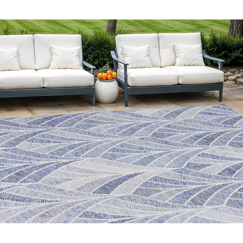 Tapis intérieur / extérieur lavable 8 pi x 10 pi bleu et bleu ciel