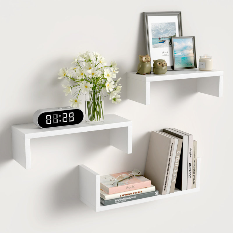 Floating Shelves for Wall, Wall Mounted Shelves for Bathroom, Living Room Kitchen & Office, Wood Shelves for Home Decor Set of 3