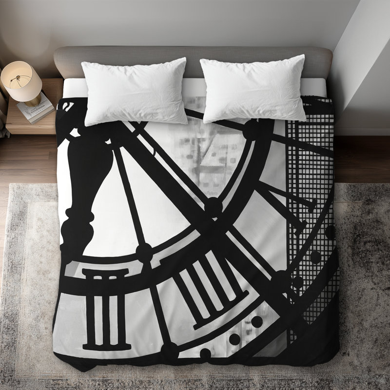 Clock at the Orsay Museum - Monochrome Duvet Cover | Home Decor, King Duvet Cover