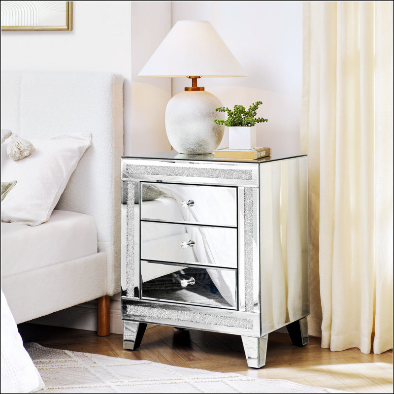 Silver Mirror Three Drawer Cabinet