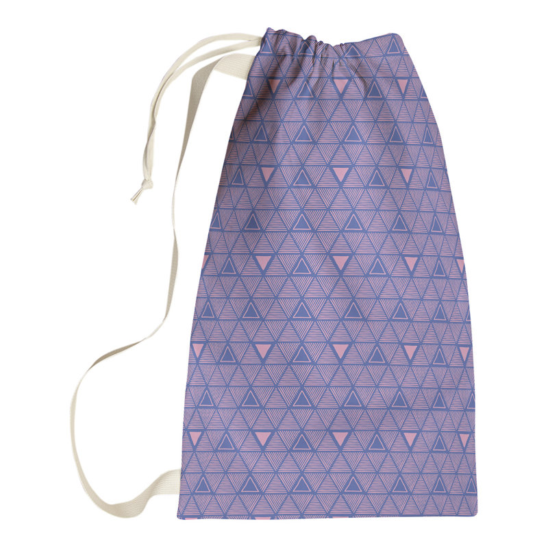 Sac à linge triangles dessinés à la main, H 36 po x l 28 po x P 1,5 po, Bleu/rose