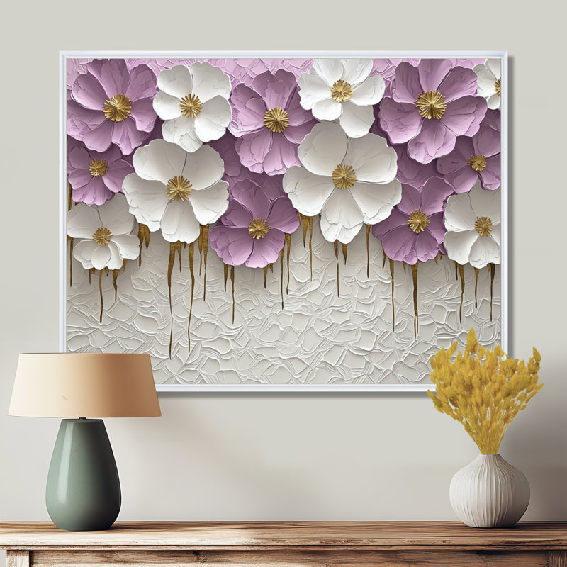 Iftach Widlflowers, fleurs de lavande crémeuses à l'état sauvage - Art mural fleurs sauvages, H 24 po x l 32 po, Blanc
