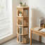 Bibliothèque rotative à 4 niveaux, bibliothèque sur pied ronde avec rangement pivotant à 360 °, étagère en bois pour livres, décorations et jouets