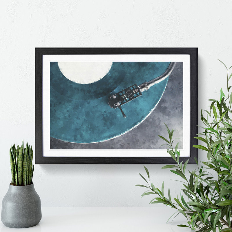 The Record Player Needle - Picture Frame Painting Print, 45cm H x 63cm W x 2cm D, Black Framed