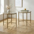 Ensemble de 2 tables de bout rondes en métal martelé en forme de X Lalia