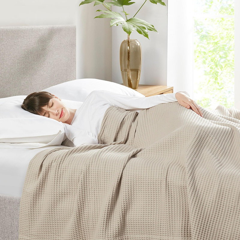 Couverture Modern Waffle Weave, Kaki, Très grand lit