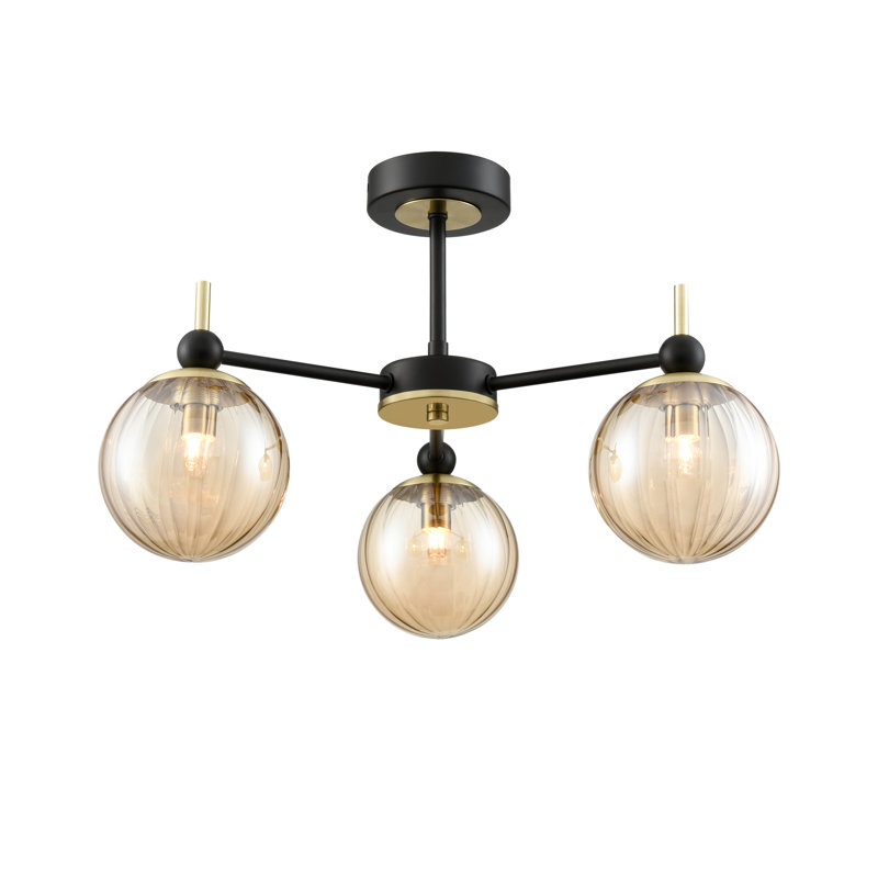 Darrnell Flush Mount, Brass/Black