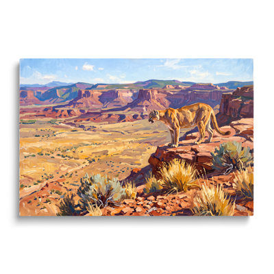 Tableau multicolore sur toile représentant un lion de montagne, œuvre d'art murale animalière pour salon, salle à manger et chambre.