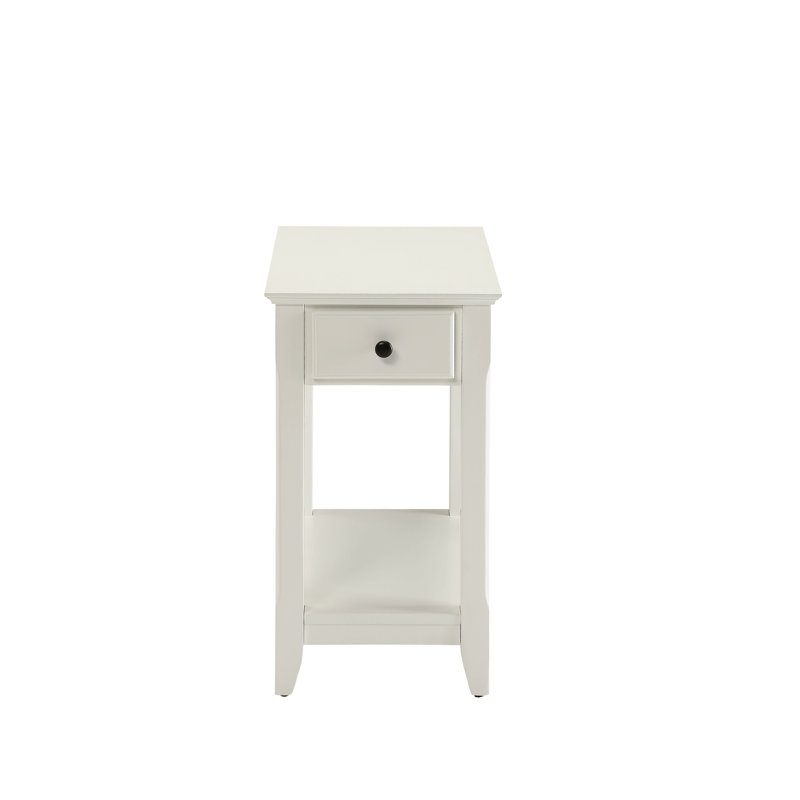 Table d'appoint blanche en bois massif avec tiroirs et compartiments de rangement