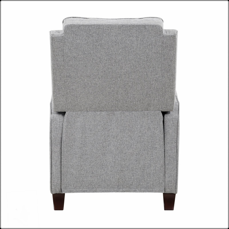 Fauteuil inclinable rembourré gris en tissu gris, mobilier de style transitionnel en bois massif confortable pour les maisons modernes