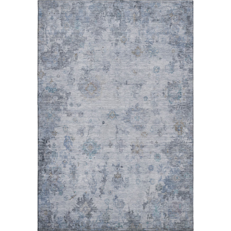 Premium Machine Washable Mayfield  Global Rug, Blue, 5' x 7'6"