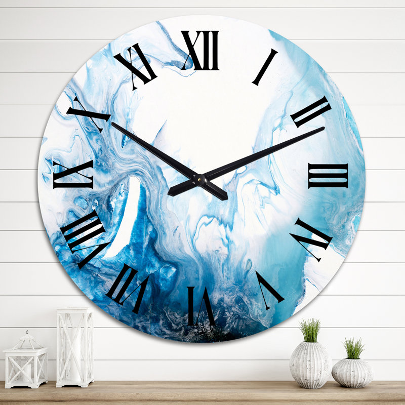 Horloge murale moderne à encre bleu clair, Moyen