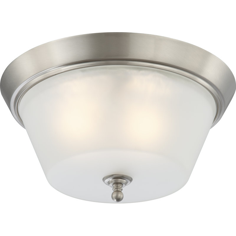 Glass Flush Mount, 7.75" H x 15.5" W / Brushed Nickel / Frosted