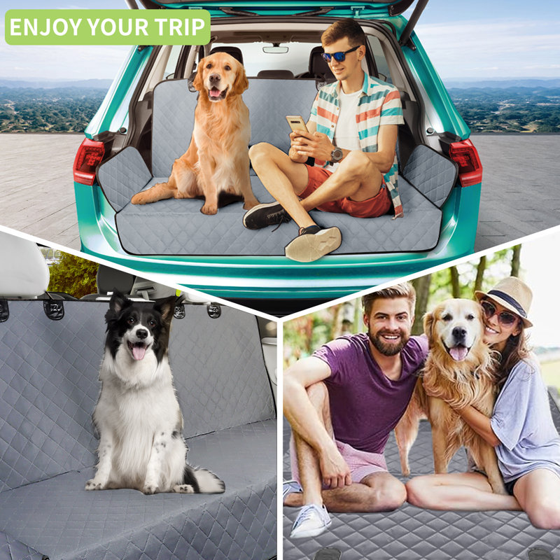 Housse de siège pour chien 2 en 1 pour siège arrière, Petit, Gris / Noir