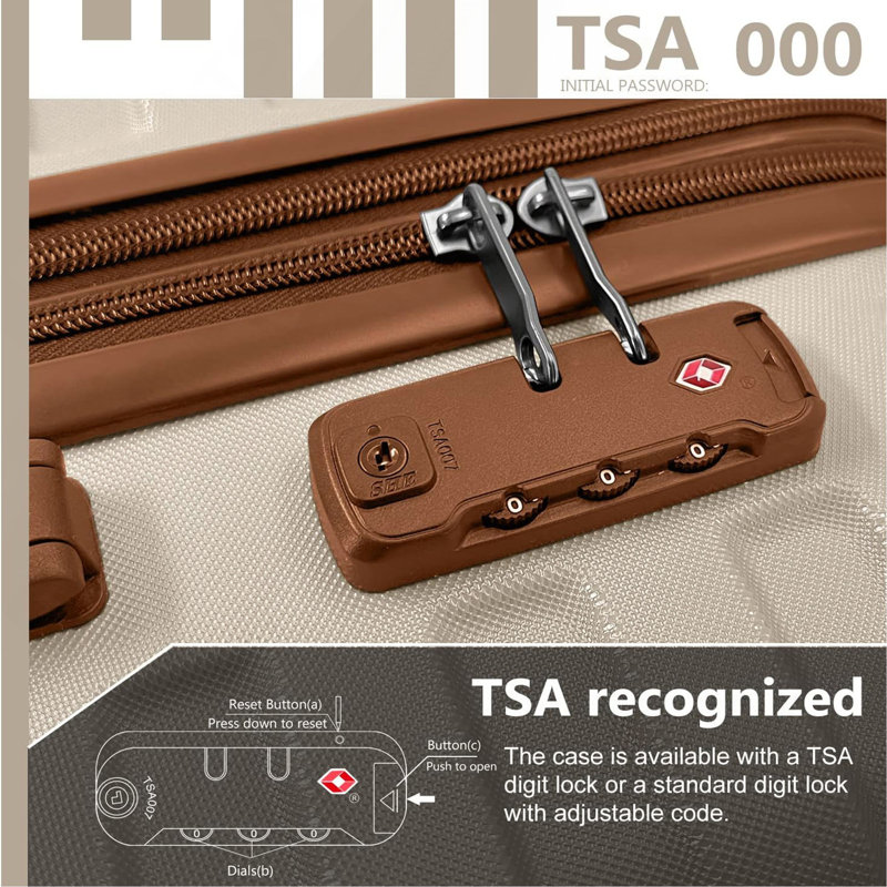 Ensemble de 6 valises avec sacs de voyage, valises rigides extensibles avec roulettes, verrou TSA, crème