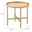 Table de bout ronde moderne de couleur chêne et or - embellit l'espace de vie en bois et en métal rehausse le design de la maison