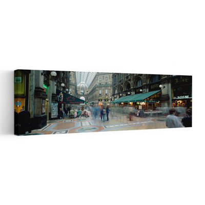 Large group of people on the street Milan Italy 1 Piece Wrapped Canvas Panoramic Wall Art