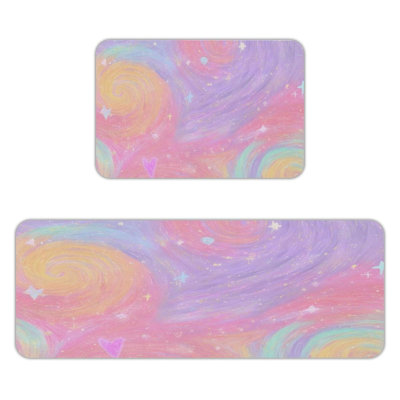 Ensemble de tapis de cuisine Pastel Swirl Galaxy, tapis de flanelle antidérapant 2 pièces pour chambre de bébé