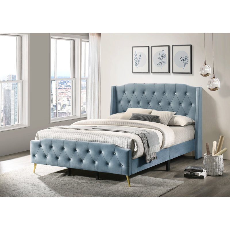Pacifica Upholstered Bed, Kingsize (5'), Light Blue