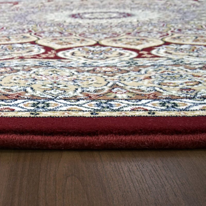 Tapis de zone rouge oriental Attell, Rond 5 pi 3 po