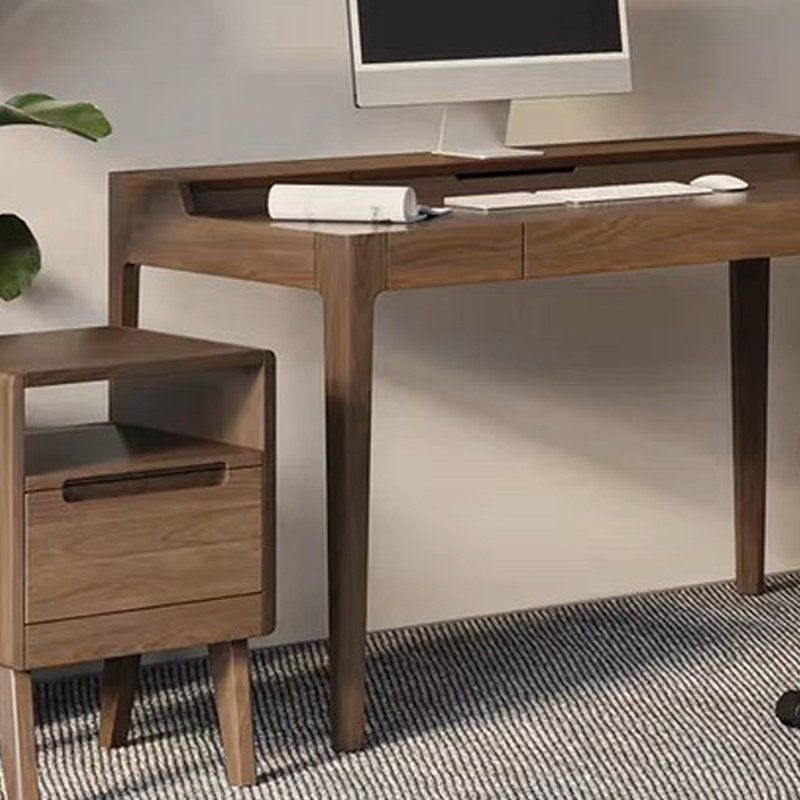 Bureau d'écriture simple en bois de frêne très fonctionnel, H 30,7 po x l 47,24 po x P 27,55 po, Marron foncé