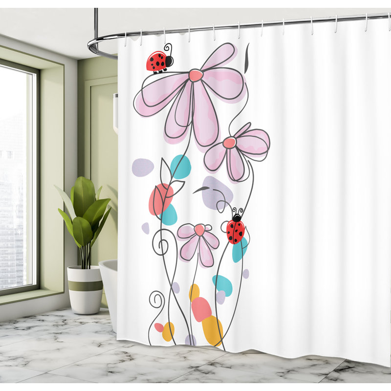 Ensemble de rideau de douche Kids, H 69 po x l 84 po, Rose, écume de mer