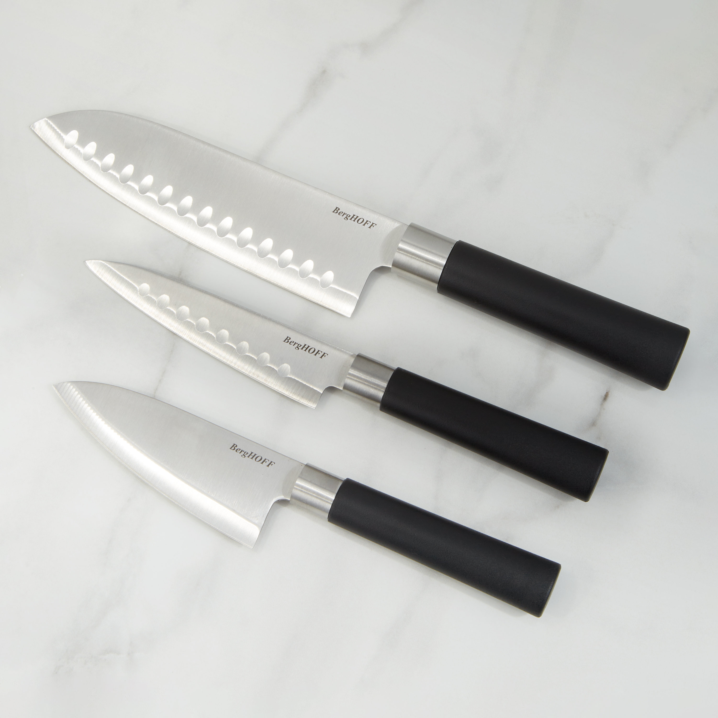 BergHOFF DiNA Codon 3pc Stainless Steel Santoku Set | Wayfair