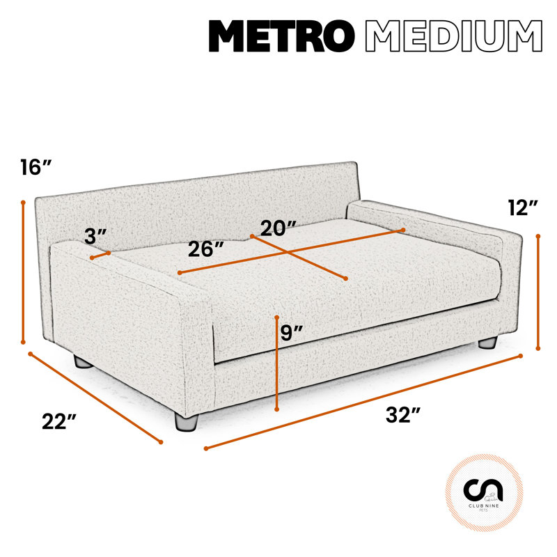 Metro Collection Orthopedic Dog Sofa Bed, Charcoal, Large (16" H x 40" W x 26" D)