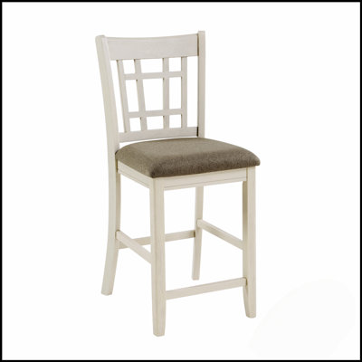 Ensemble de salle à manger à hauteur de comptoir traditionnel blanc antique avec rallonge et 4 chaises confortables pour des réunions élégantes