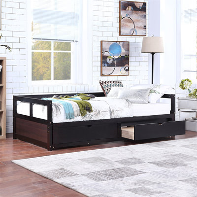 Extendable Wooden Daybed with Trundle & 2 Storage Drawers - Sofa Bed for Bedroom & Living Room by Chet Connect