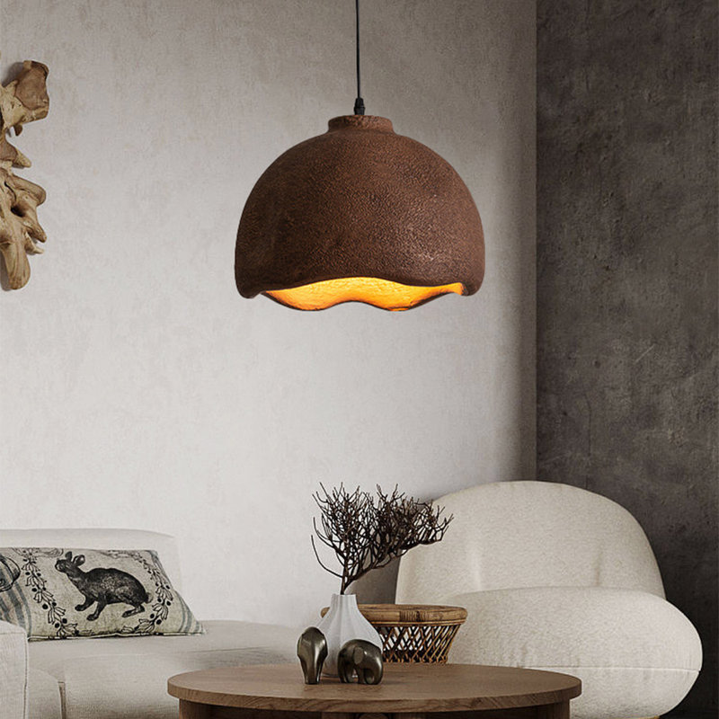 Luminaire suspendu moderne 1 lumière brun Wabi-Sabi, H 12,59 po x l 14,17 po