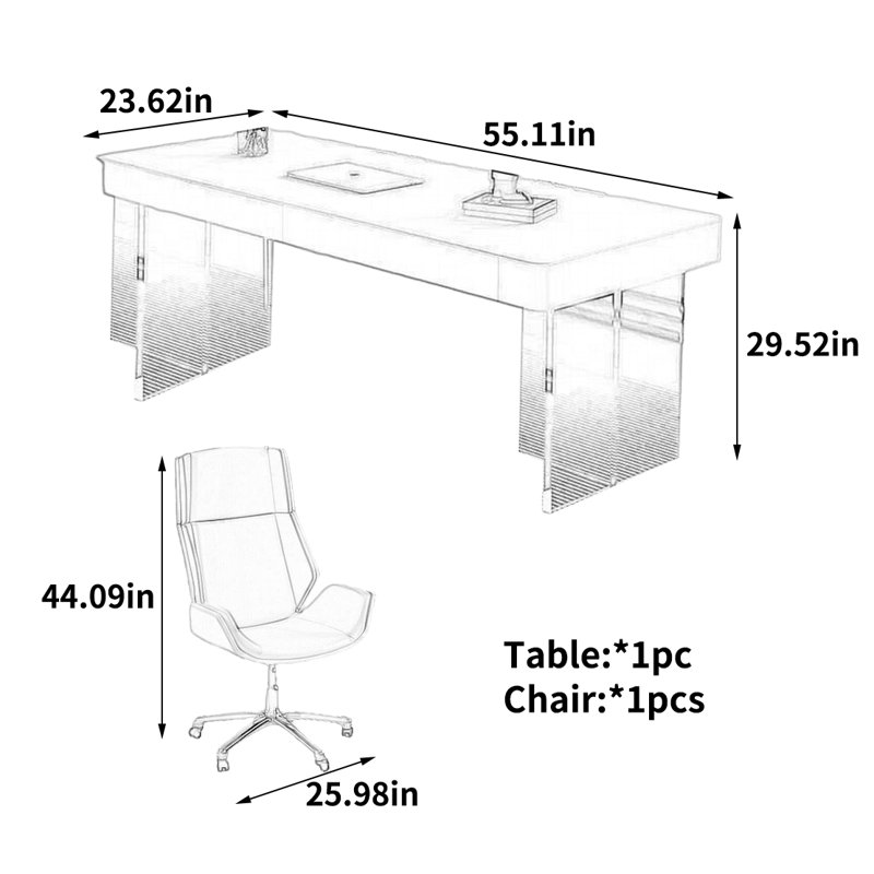 Bureau d'ordinateur, H 29,52 po x l 55,11 po x P 23,62 po