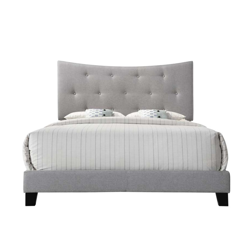 Grand lit gris - Tissu de construction et de conception luxueuse avec tête de lit luxueuse