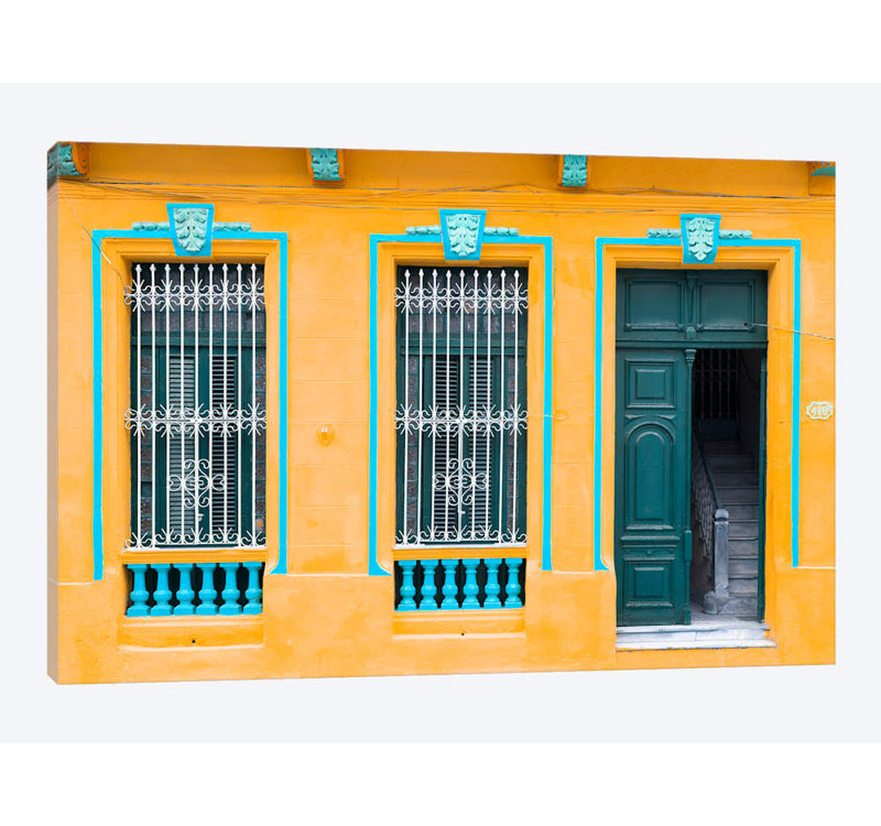 « cuba fuerte collection-la havane orange façade » par philippe hugonnard,, impression sur toile tendue, Toile tendue