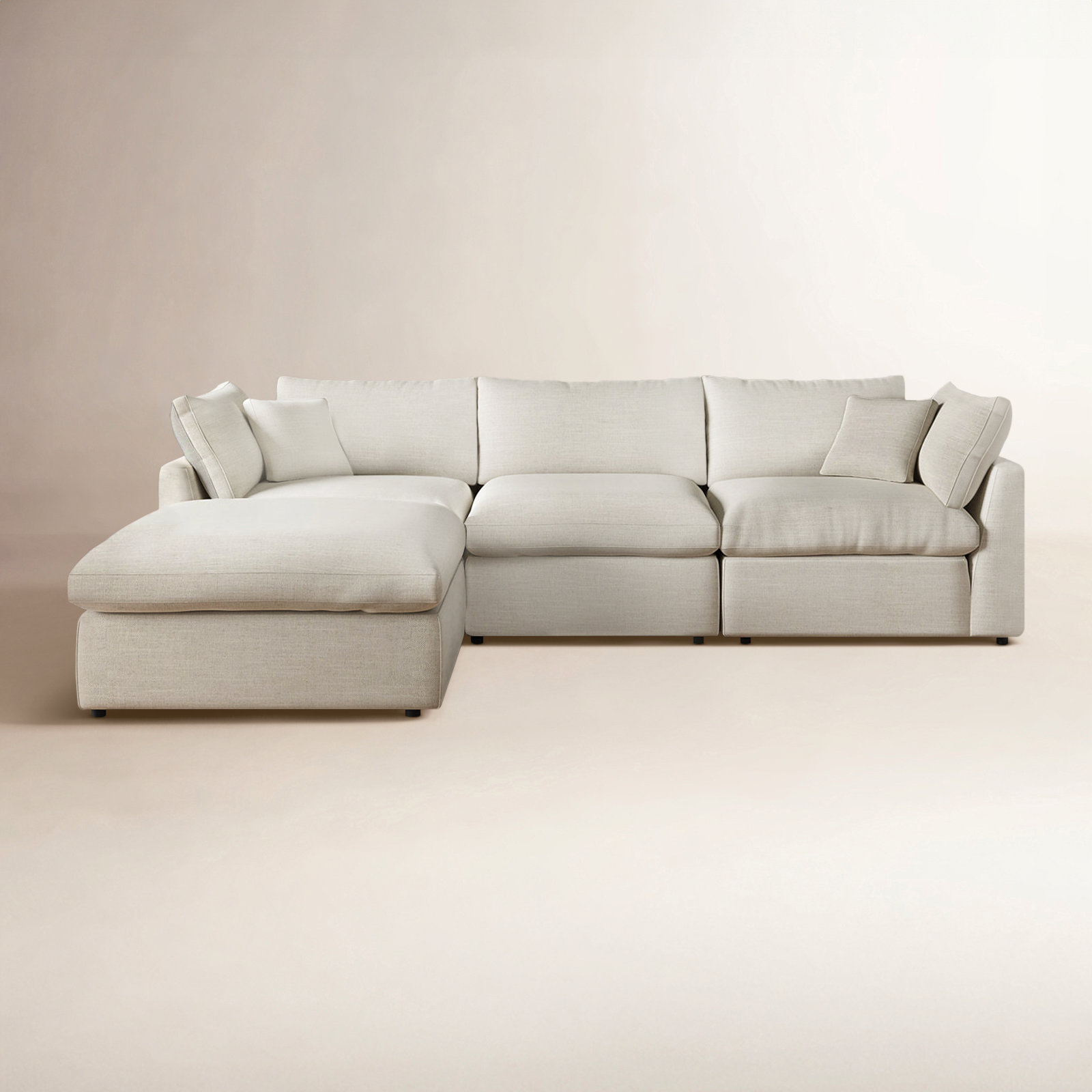 Eliana Modular Upholstered Reversible Chaise L-Sectional, 35'' H x 114'' W x 80'' D