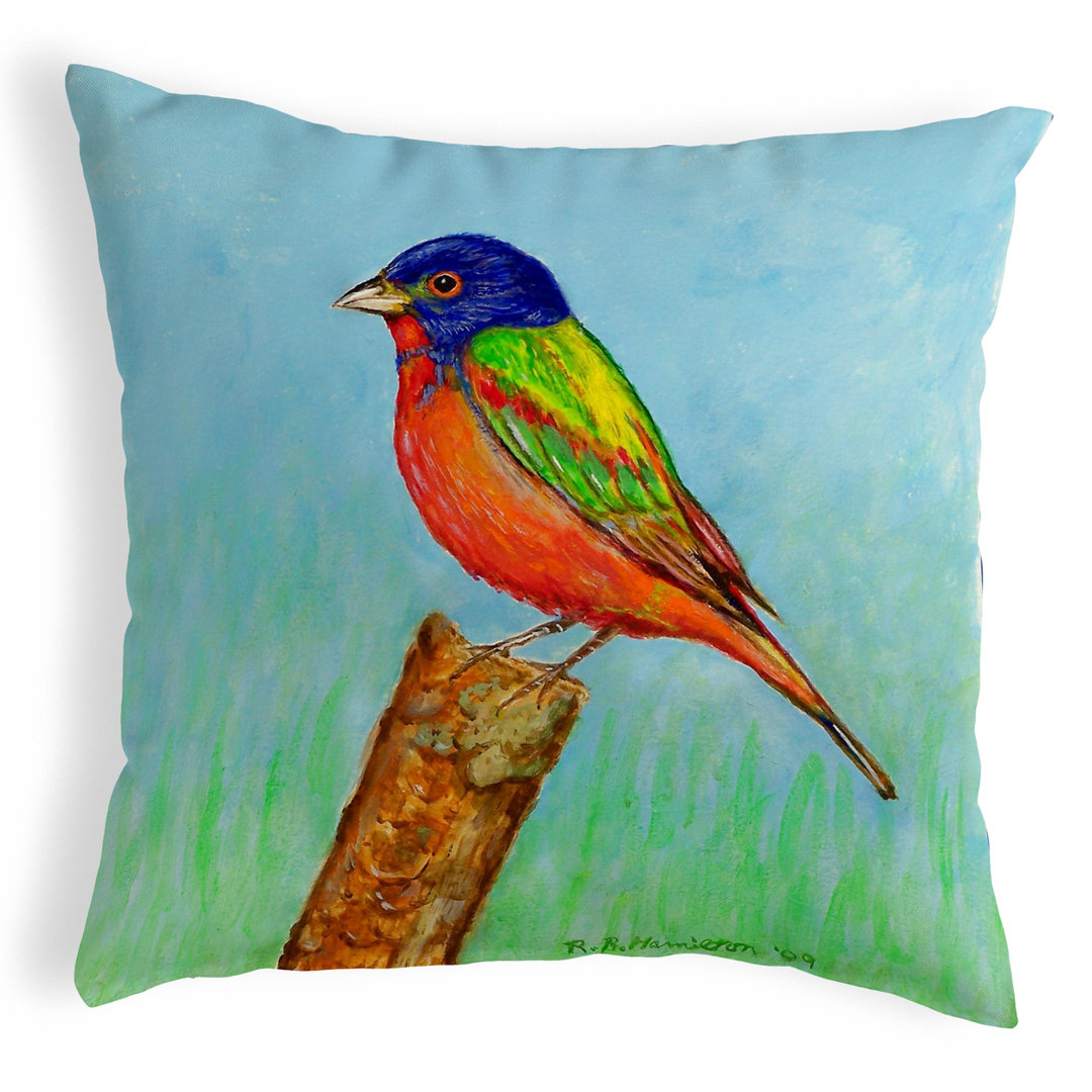  Painted Bunting Indoor/Outdoor Lumbar Pillow Betsy Drake Interiors