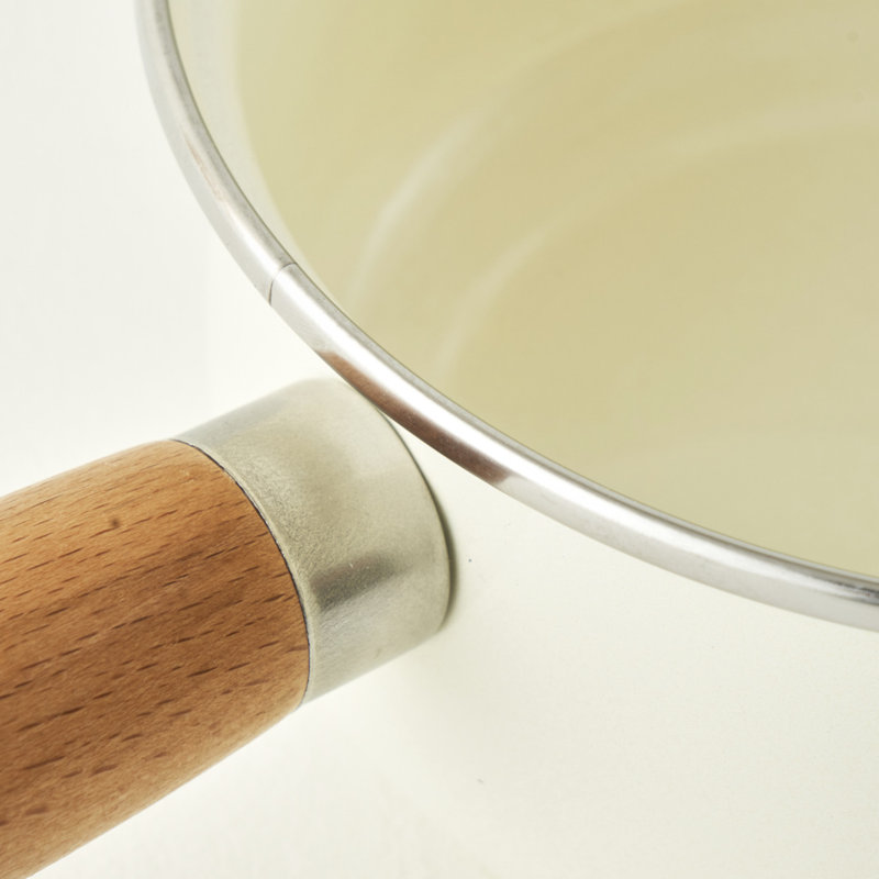 Cozy Enamel Saucepan With Wooden Handle