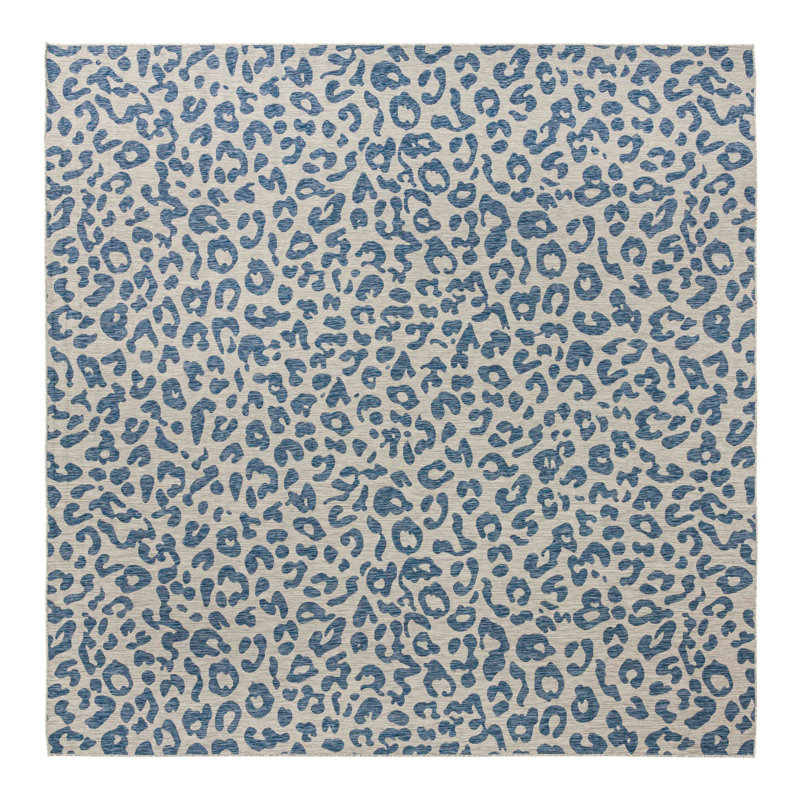 Tapis intérieur / extérieur bleu / gris Munk, Carré 13 pi