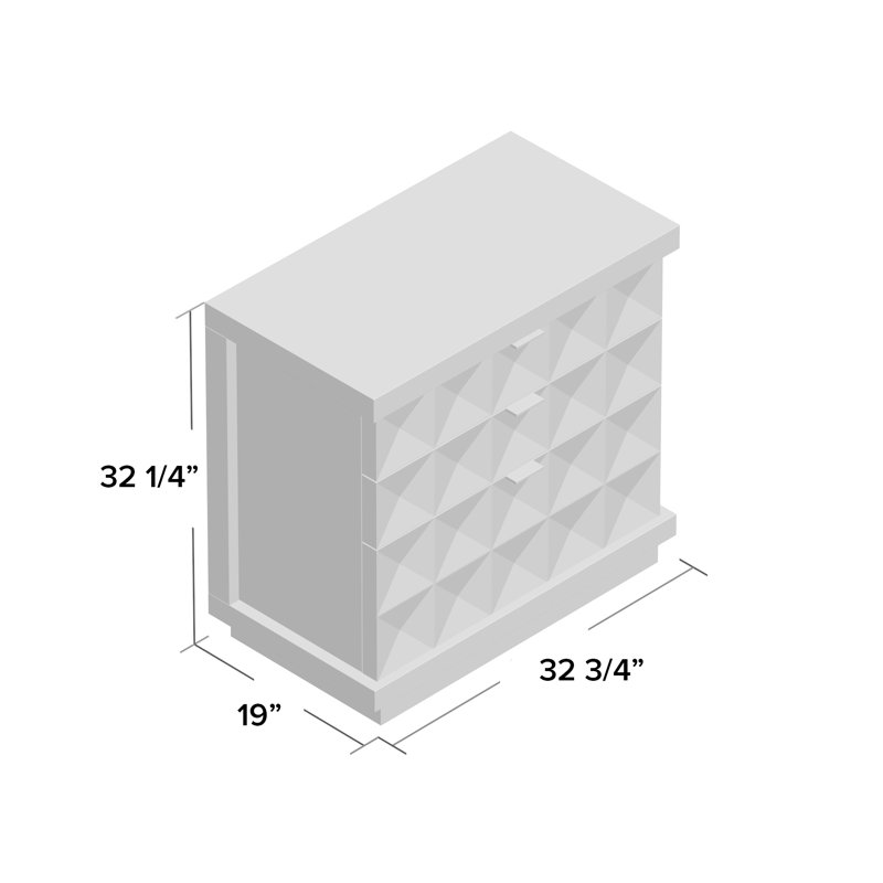 Axiom Transitional 3-Drawer Nightstand in Gray/White with Inverted Pyramid Motif