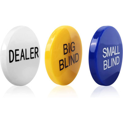GSE 2-Inch Small Blind, Big Blind, Dealer Puck Buttons, Set of 3 Texas Hold'em Poker Dealer Accessory