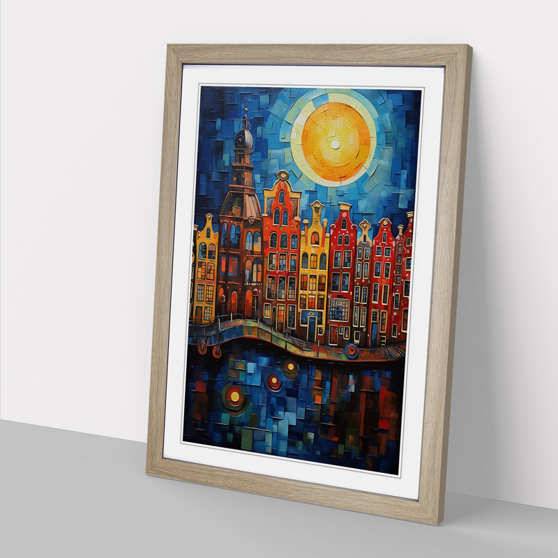 XYZ-FRM-V1223-1796 Amsterdam Expressionism No.2 - Single Picture Frame Print on Wood, 46cm H x 34cm W x 2cm D, Oak