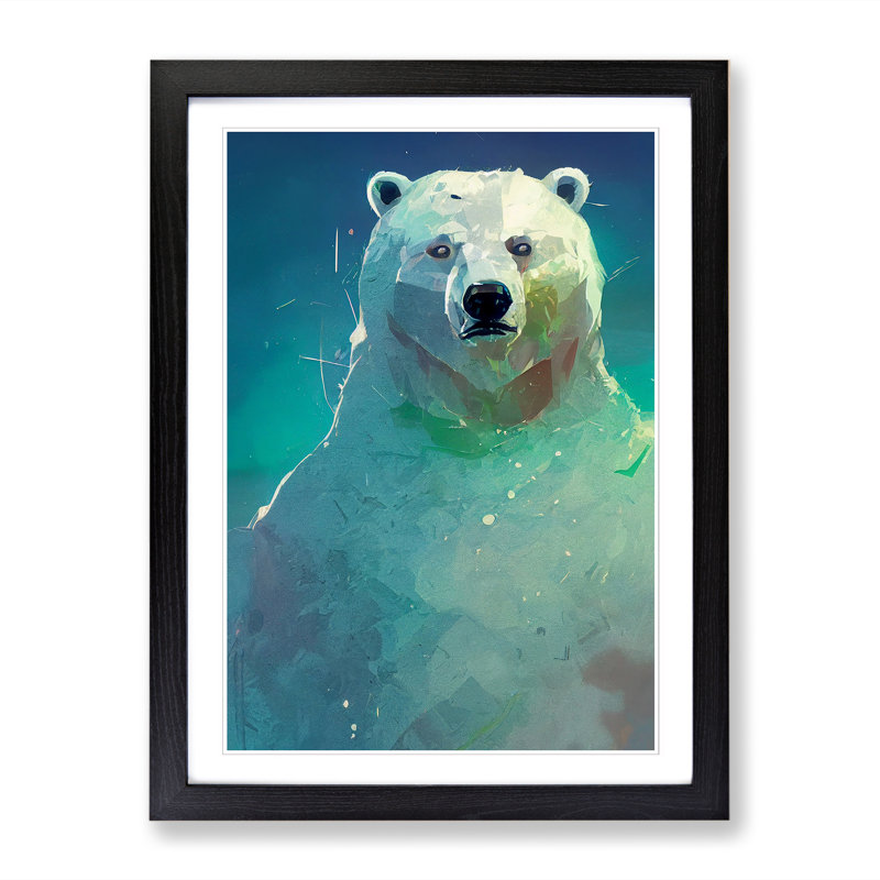 Nowell Polar Bear Painted - Picture Frame Print, 64cm H x 46cm W x 2cm D, Oak