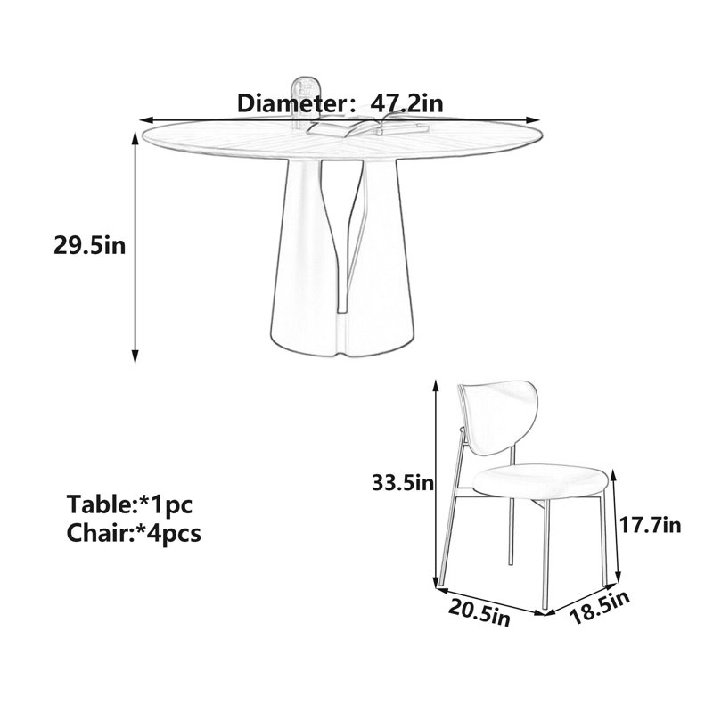 Table ronde rétro en noyer, 29.5" H x 47.2" W x 47.2" D