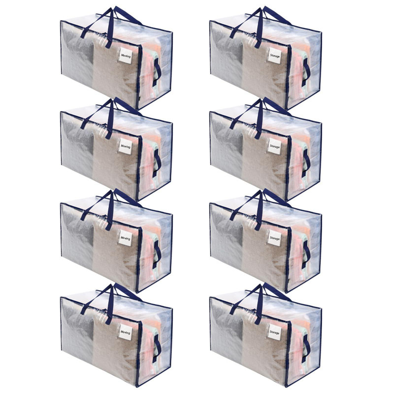 Moving And Storage Bags, Heavy Duty, Alternative To Moving Boxes, Large Packing Totes Supplies For College Dorm Room With Zipper For Clothes, Wide Open Design (/8 PCS)