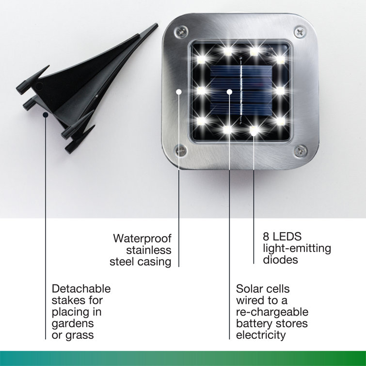 NEX Solar Street Lights 2-Watt Silver Low Voltage Solar LED Flood Light Stainless Steel | OT105