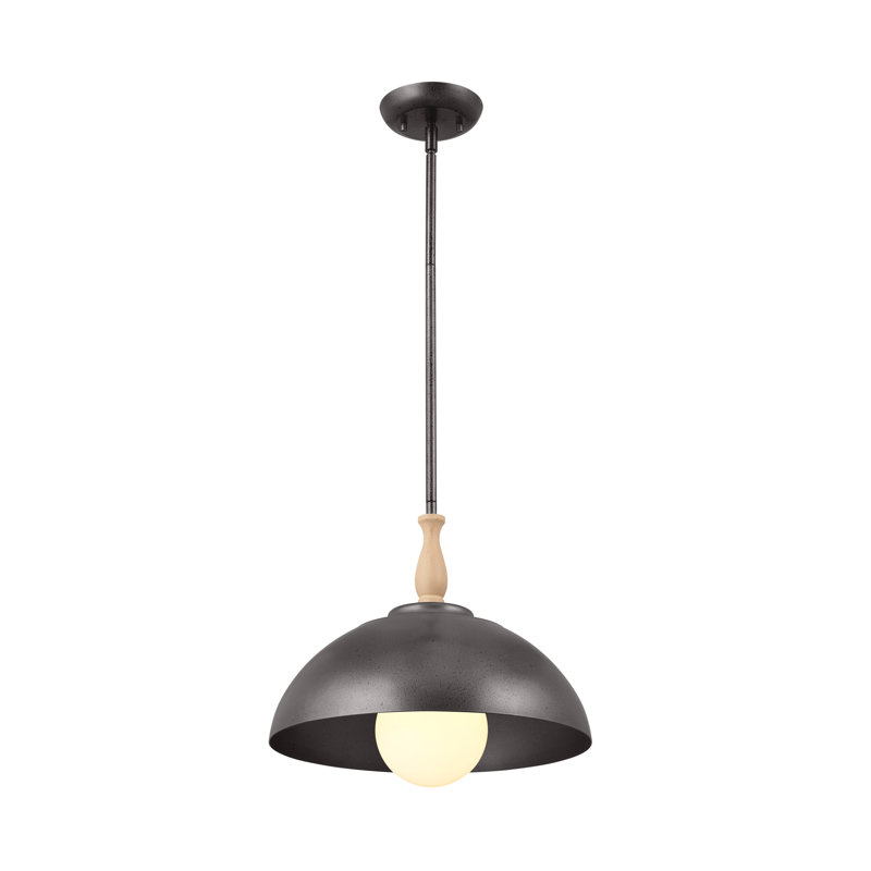 1 - Light Single Pendant, Anvil Iron, 14" H x 14" W x 14" D