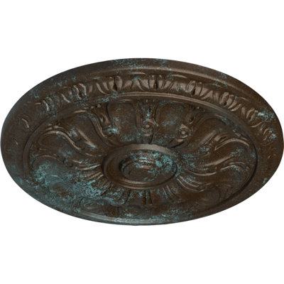 Endurathane Kirke Ceiling Medallion, 15 3/4"OD x 5/8"P (Fits Canopies up to 3 3/4"), Hand-Painted Bronze Blue Patina Finish
