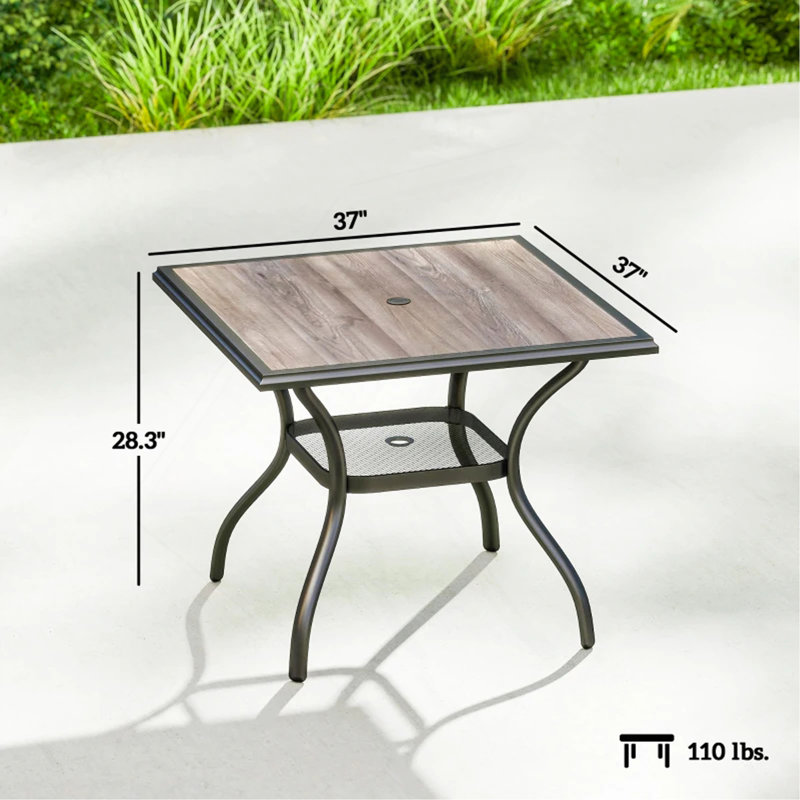 Table de jardin, table de salle à manger d'extérieur carrée (table seulement)
