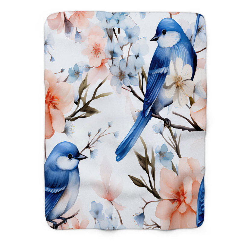 Jeté en plumes à motif floral - 1 pièce Sherpa Bl Premium, 50 po x 60 po